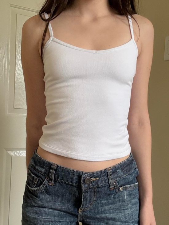 Hollister Tops - Hollister White Ribbed Spaghetti Strap Tank Top